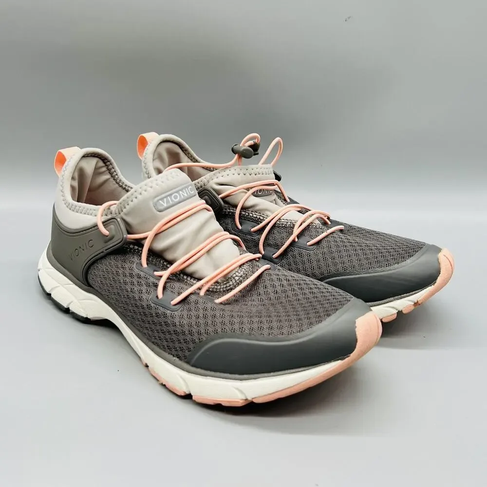 Vionic Shoes Women 7.5 Gray Mesh London Low Top Walking Athletic Sneaker Comfort